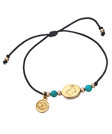 Blee Inara Gold Turquoise and Black Double Sided Zodiac Charm Bracelet
