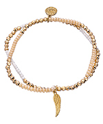 Blee Inara Gold Angel Wing and Iridescent Double Layer Stretch Bracelet