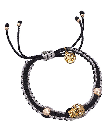 Blee Inara Gold Crystal and Macrame with Skull Charm Bracelet