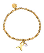 Blee Inara Gold Bead Eye and Breast Cancer Ribbon Stretch Bracelet