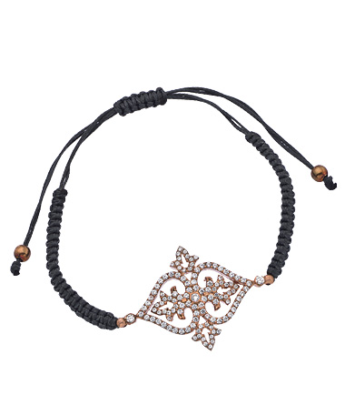 Blee Inara Rose Gold Grey and Crystal String Bracelet