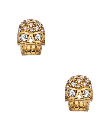 Blee Inara Gold and Swarovski Crystal Skull Earrings