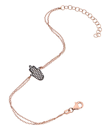 Blee Inara Rose Gold Crystal and Oxidized Hamsa Bracelet