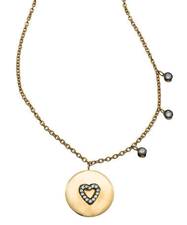 Blee Inara Heart and Circle CZ Charm Necklace
