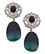 Blossom Box CZ Floral Teal Agate Earrings