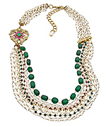 Blossom Box Gold Crystal Pearl and Pendant Necklace