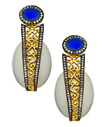 Blossom Box Jewelry Gold Sapphire Onyx and CZ Drop Earrings