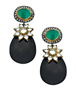 Blossom Box Jewelry Gold Onyx and CZ Teardrop Earrings