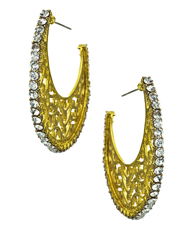 Blossom Box Jewelry Gold and CZ Crescent Earrings
