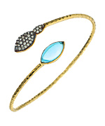 Blossom Box Jewelry Gold CZ and Blue Garnet Bangle Bracelet