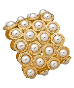 Blu Bijoux Gold Circle Faux Pearl Stretch Bracelet