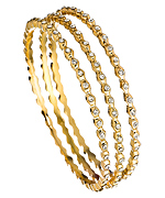 Blu Bijoux Gold Crystal Ridged Bangle Set