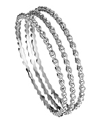 Blu Bijoux Silver Crystal Ridged Bangle Set