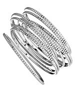 Blu Bijoux Silver 10 Piece Studded Bangle Set