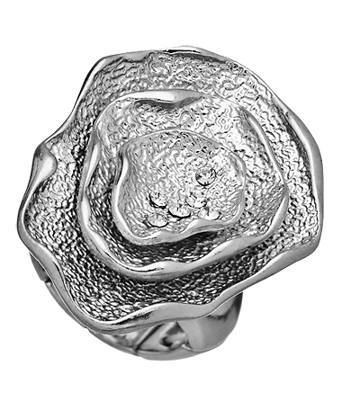 Blu Bijoux Silver Crystal Bloom Cocktail Ring