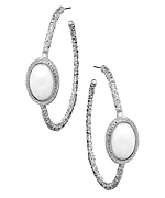Blu Bijoux Textured Silver Hoop Pearl Earrings