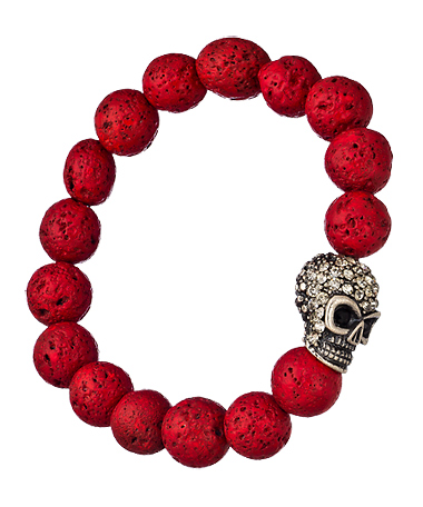 Blu Bijoux Crystal Skull and Stone Stretch Bracelet