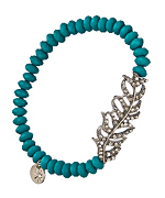 Blu Bijoux Silver Crystal Leaf Glass Beaded Stretch Bracelet