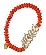 Blu Bijoux Gold Crystal Leaf Glass Beaded Stretch Bracelet