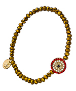 Blu Bijoux Gold Beaded Red Evil Eye Stretch Bracelet
