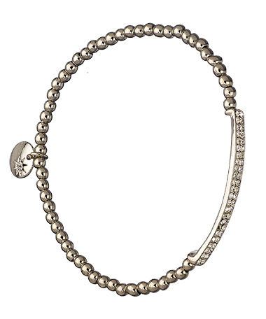 Blu Bijoux Beaded Crystal Paved Bar Stretch Bracelet