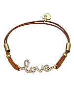 Blu Bijoux Gold and Copper Crystal Love Word Stretch Bracelet