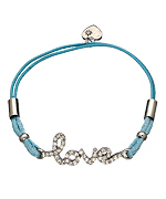 Blu Bijoux Silver and Blue Crystal Word Love Stretch Bracelet