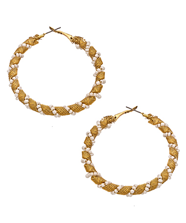 Blu Bijoux Gold and White Twist Earrings