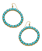 Blu Bijoux Turquoise and Gold Drop Hoop Earrings