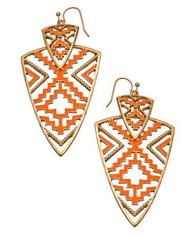 Blu Bijoux Coral Enamel and Gold Arrowhead Earrings