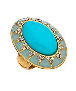 Blu Bijoux Turquoise Enamel Sunburst Cocktail Ring