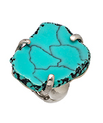 Blu Bijoux Turquoise and Silver Cocktail Ring
