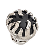 Blu Bijoux Black and Silver Flame Cocktail Ring
