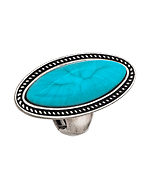 Blu Bijoux Turquoise and Silver Oval Cocktail Ring