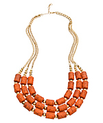 Blu Bijoux Coral and Gold Beaded Bib Necklace
