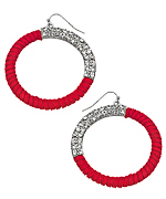 Blu Bijoux Silver, Suede and Crystal Hoop Earrings