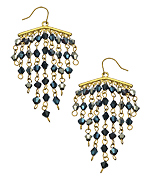 Blu Bijoux Black and Silver Beaded Chandelier Earrings