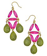 Blu Bijoux Pink and Green Chandelier Earrings