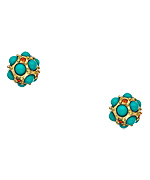 Blu Bijoux Turquoise Bead and Coral Crystal Studded Earrings