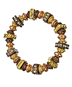 Blu Bijoux Three Gold and Crystal Stretch Bracelet