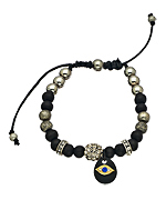 Blu Bijoux Black and Silver Bead and Crystal Evil Eye Bracelet