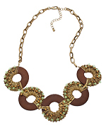 Blu Bijoux Jade Wood Disc Bib Necklace