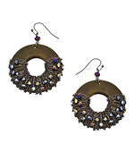 Blu Bijoux Gunmetal Chain Wooden Hoop Earrings