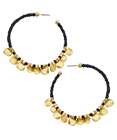 Blu Bijoux Golden Shells Beaded Hoop Earrings