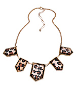 Blu Bijoux Gold with Leopard Hexagons Bib Necklace