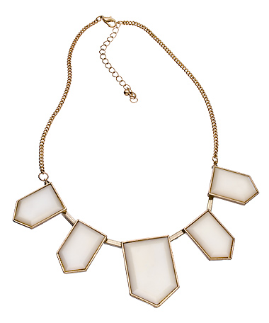 Blu Bijoux Gold with White Hexagons Bib Necklace