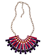 Blu Bijoux Red Purple and Brown Beaded Bib Necklace