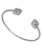 Blu Bijoux Silver Crystal Double Pyramid Bangle