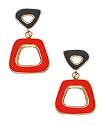 Blu Bijoux Gold Blue and Orange Enamel Earrings