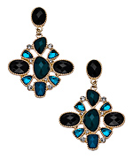 Blu Bijoux Gold with Green and Blue Chandelier Earrings